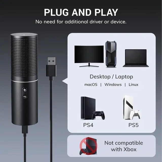 Alt view image 4 of 7 - TONOR USB Podcast Microphone, Gaming PC Studio Streaming Mic Kit for Gamer, Recording Condenser Equipment Cardioid Microfono for Singing, YouTube, 200 cm/78inch Cable, with Adjustable Arm Stand, Q9