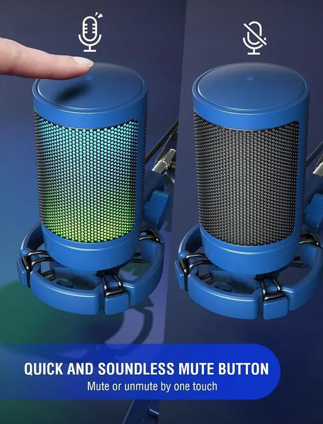 Alt view image 2 of 6 - FIFINE AmpliGame A6VB USB Condenser Gaming Mic with RGB for PS5 Streaming | Quick Mute, Gain Control, Tripod Stand, Pop Filter, Cardioid Pickup, for PC/Mac Discord Twitch Podcasts YouTube