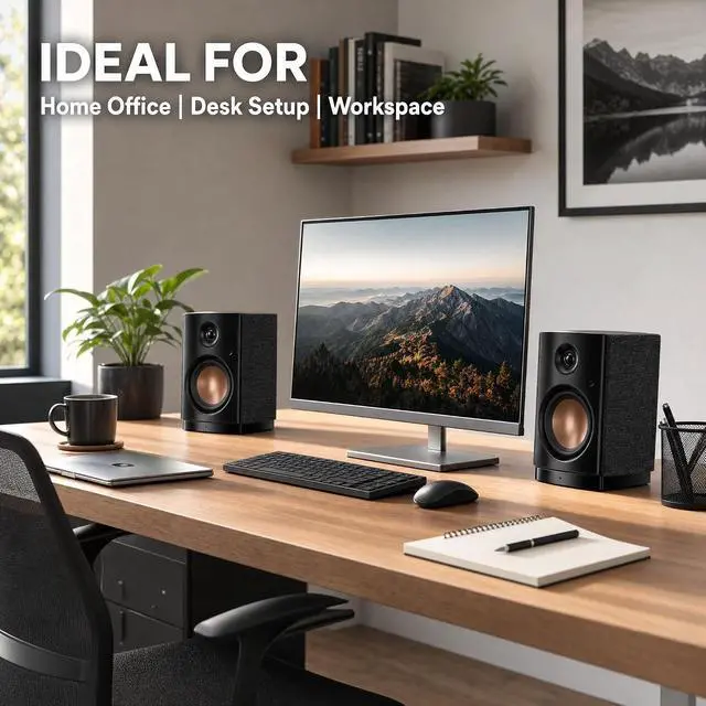 Alt view image 6 of 7 - HiVi-Swans OS-10 HiFi Stereo Speakers, Bluetooth 5.0 Active Computer Bookshelf Speakers - 4'' Dynamic Woofer, Powered Desk Speakers 62w RMS with Touch Control for PC/Phone/TV - Black