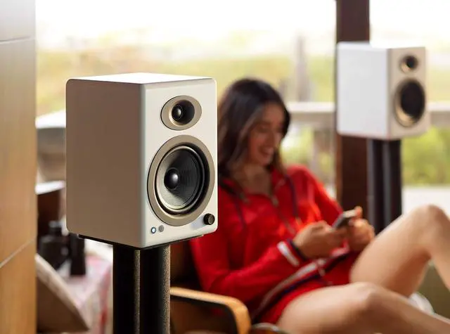 Alt view image 4 of 6 - Audioengine A5+ Wired Bookshelf Speakers Powered Speakers