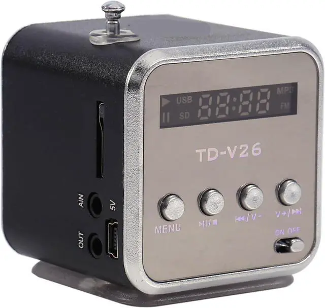 Main image of Yoidesu TD-V26 Portable Mini Speaker Music Player FM Radio Battery Powered Mini Digital Display Screen Speaker Music Player for Computer&Cell Phone Support Card and U Disk