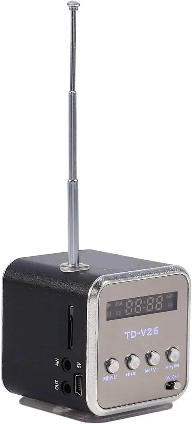 Alt view image 6 of 7 - Yoidesu TD-V26 Portable Mini Speaker Music Player FM Radio Battery Powered Mini Digital Display Screen Speaker Music Player for Computer&Cell Phone Support Card and U Disk