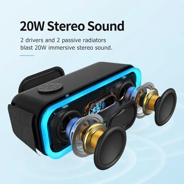Alt view image 2 of 7 - DOSS SoundBox Pro Bluetooth Speaker, 20W Stereo Sound, Active Extra Bass