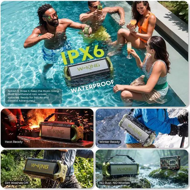 Alt view image 3 of 7 - Portable Speakers Bluetooth Wireless, 90W Max Loud Outdoor Speaker with Deep Bass, IPX6 Waterproof, Floatable, Custom EQ, 40H, Dual Pairing, Subwoofer *2, TF, Large Speaker for Beach/Garage/Jobsite