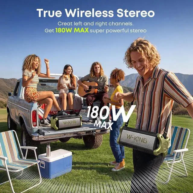 Alt view image 4 of 7 - Portable Speakers Bluetooth Wireless, 90W Max Loud Outdoor Speaker with Deep Bass, IPX6 Waterproof, Floatable, Custom EQ, 40H, Dual Pairing, Subwoofer *2, TF, Large Speaker for Beach/Garage/Jobsite