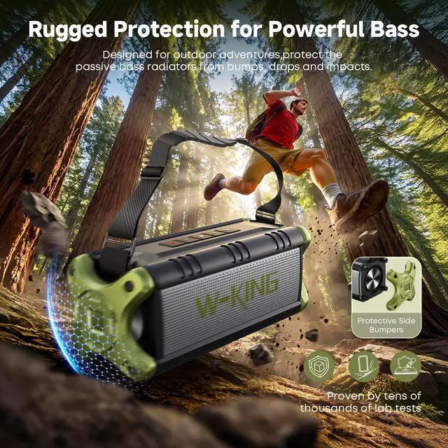 Alt view image 5 of 7 - Portable Speakers Bluetooth Wireless, 90W Max Loud Outdoor Speaker with Deep Bass, IPX6 Waterproof, Floatable, Custom EQ, 40H, Dual Pairing, Subwoofer *2, TF, Large Speaker for Beach/Garage/Jobsite
