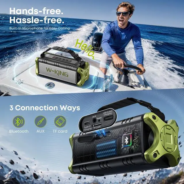 Alt view image 7 of 7 - Portable Speakers Bluetooth Wireless, 90W Max Loud Outdoor Speaker with Deep Bass, IPX6 Waterproof, Floatable, Custom EQ, 40H, Dual Pairing, Subwoofer *2, TF, Large Speaker for Beach/Garage/Jobsite
