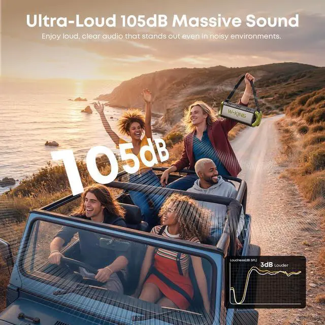 Alt view image 6 of 7 - Portable Speakers Bluetooth Wireless, 90W Max Loud Outdoor Speaker with Deep Bass, IPX6 Waterproof, Floatable, Custom EQ, 40H, Dual Pairing, Subwoofer *2, TF, Large Speaker for Beach/Garage/Jobsite