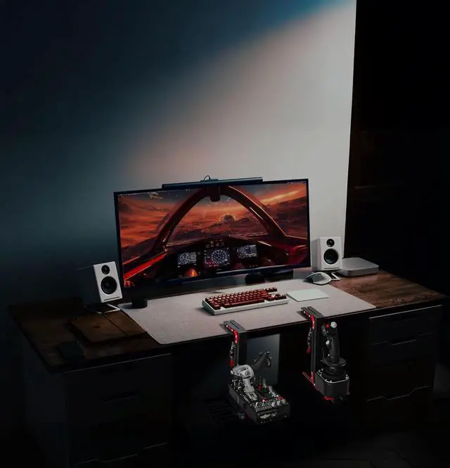 Alt view image 6 of 7 - J-PEIN Flight Simulator Desk Mount (2-Pack), Heavy Duty Steel Stand for HOTAS Joystick and Throttle Systems