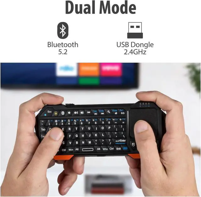 Alt view image 2 of 7 - Fosmon Mini Keyboard with Touchpad Mouse, 2.4G Wireless+ Bluetooth, Backlit