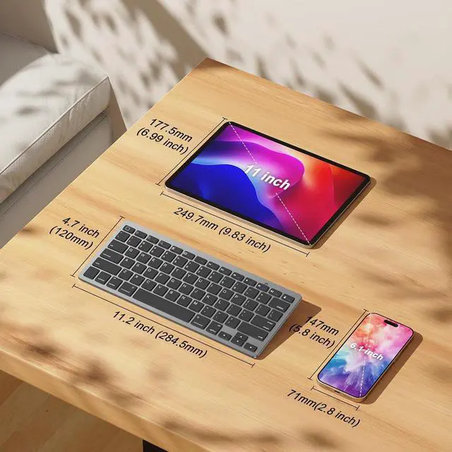 Alt view image 2 of 7 - OMOTON Bluetooth Keyboard for iPad & More, Grey