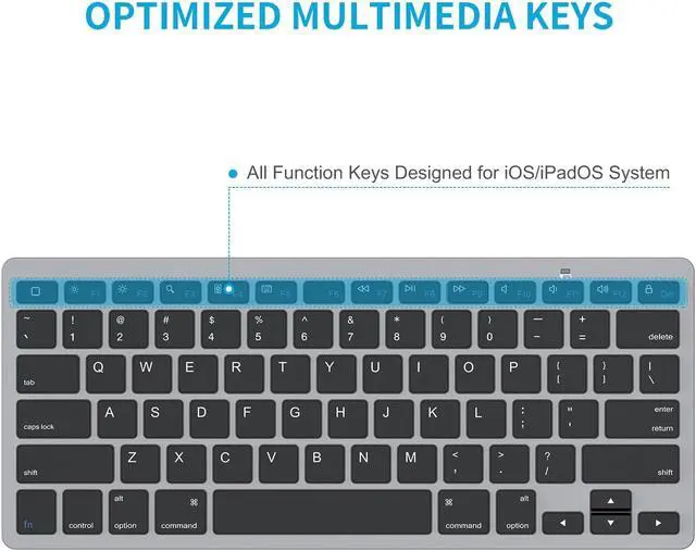 Alt view image 3 of 7 - OMOTON Bluetooth Keyboard for iPad & More, Grey