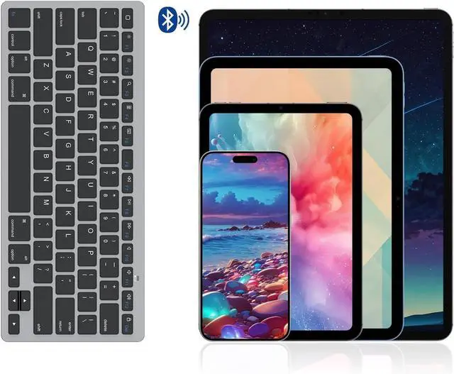 Alt view image 4 of 7 - OMOTON Bluetooth Keyboard for iPad & More, Grey