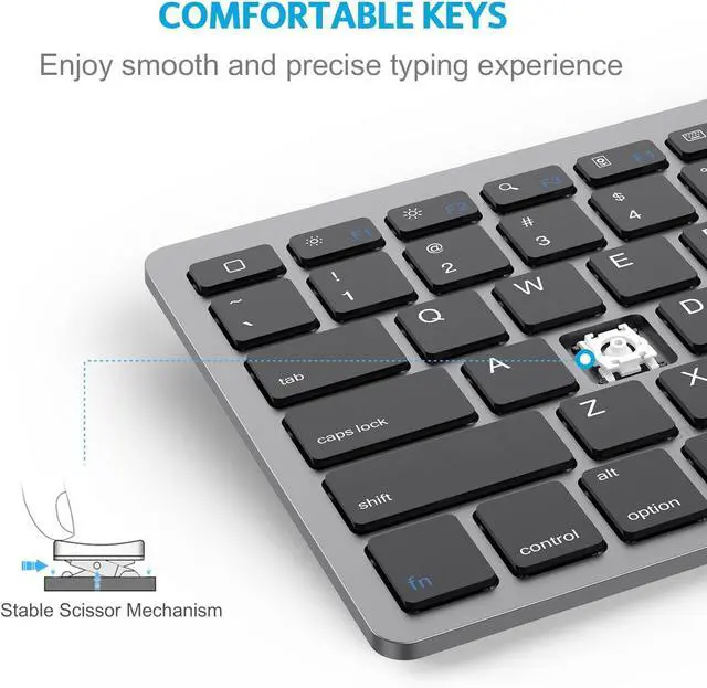 Alt view image 6 of 7 - OMOTON Bluetooth Keyboard for iPad & More, Grey