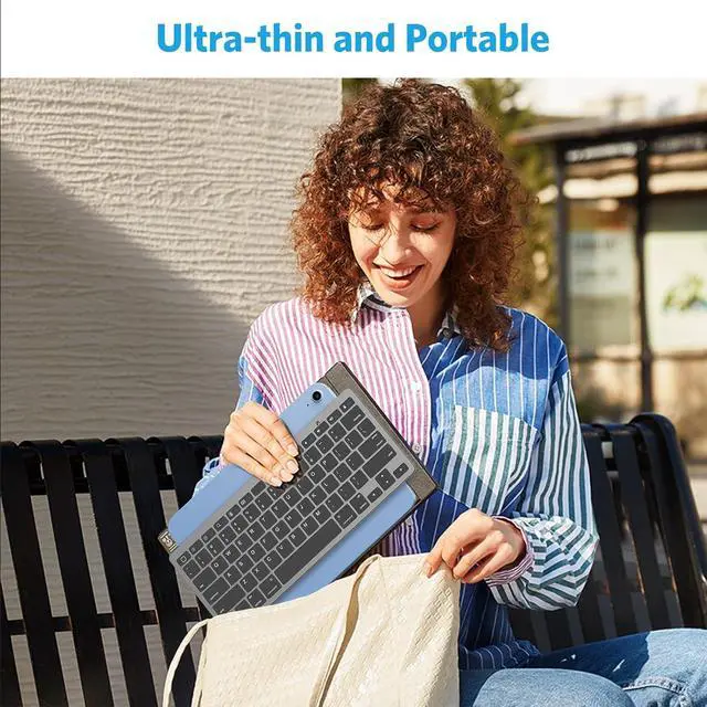 Alt view image 7 of 7 - OMOTON Bluetooth Keyboard for iPad & More, Grey