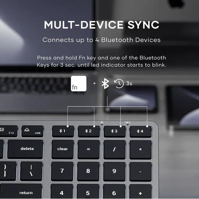 Alt view image 2 of 6 - Satechi Slim X2 Bluetooth Backlit Keyboard, Multi-Device Sync, Space Gray