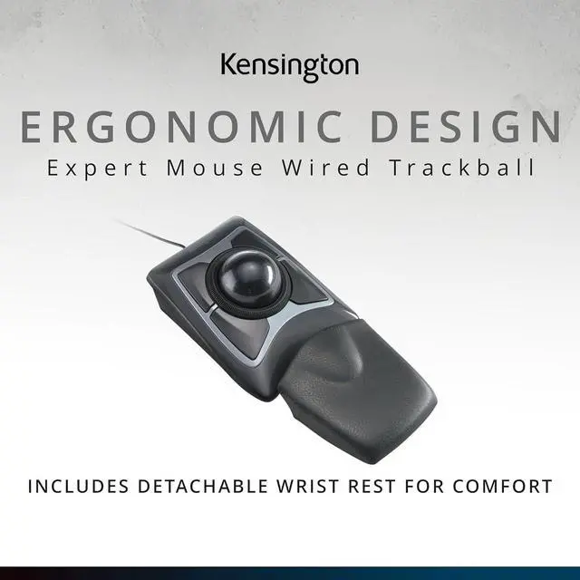 Alt view image 3 of 7 - Kensington Expert Trackball Mouse (K64325), Black Silver, 5"W x 5-3/4"D x 2-1/2"H