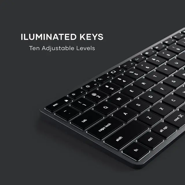 Alt view image 4 of 6 - Satechi Slim X2 Bluetooth Backlit Keyboard, Multi-Device Sync, Space Gray