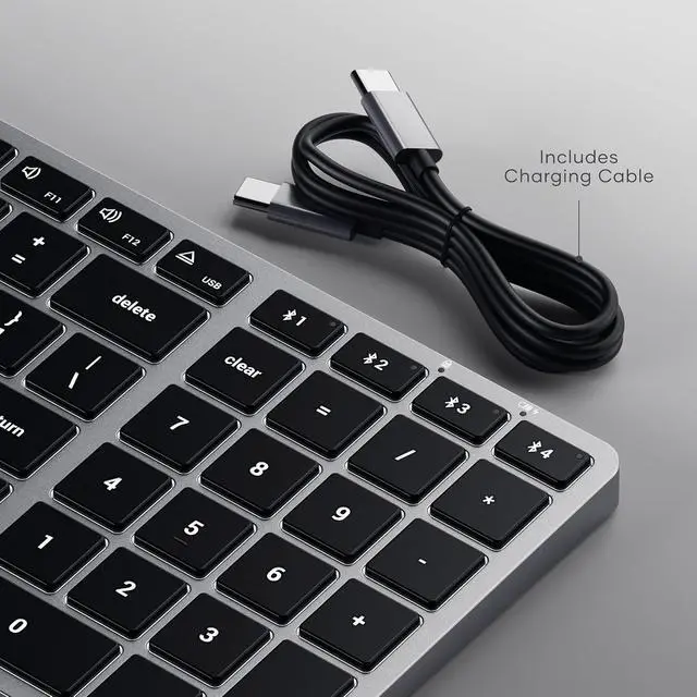 Alt view image 5 of 6 - Satechi Slim X2 Bluetooth Backlit Keyboard, Multi-Device Sync, Space Gray