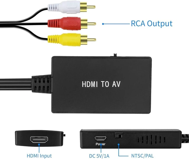 Alt view image 4 of 7 - HDMI to RCA Converter, HDMI to AV Composite Adapter Supports PAL/NTSC