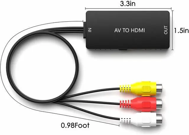 Alt view image 5 of 6 - Dingsun RCA to HDMI Converter, AV to HDMI Adapter Support 1080P/720P for PS2/PS3/N64/Wii/VHS/VCR/DVD/Blue-Ray Players etc.