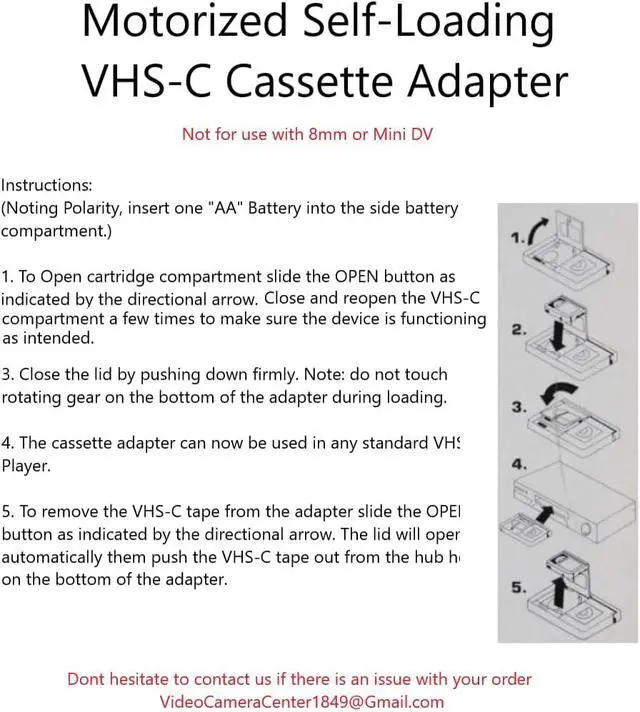 Alt view image 3 of 3 - Motorized VHS-C to VHS Cassette Adapter for JVC C-P7U CP6BKU C-P6U Panasonic PV-P1 RCA VCA115