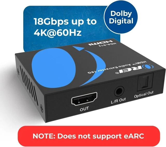 Alt view image 4 of 7 - OREI 4K@60Hz HDMI Audio Converter Extractor- SPDIF & 3.5mm Output, HDCP 2.2