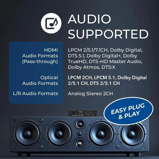 Alt view image 6 of 7 - OREI 4K@60Hz HDMI Audio Converter Extractor- SPDIF & 3.5mm Output, HDCP 2.2