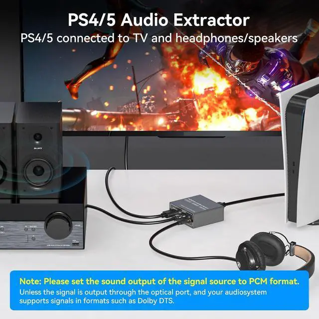 Alt view image 3 of 6 - VPFET 4K60Hz HDMI Audio Extractor Splitter Converter to Optical and 3.5mm and AUX Adapter Supports 2.0 and 18Gpbs Bandwidth Digital DTS PCM HDR10