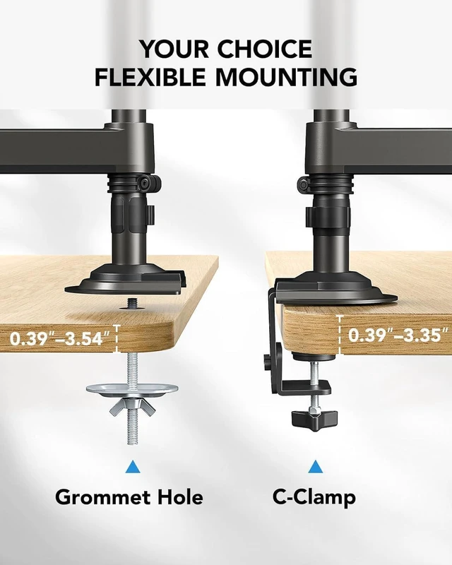 Alt view image 7 of 7 - HUANUO 17-32 Inch Dual Monitor Stand, Stacked Monitor Mount, Monitor Arms for 2 Monitors, Ergonomic Adjustable Tilt/Swivel/Rotate, Weight Max 19.8 lbs, VESA 75/100mm