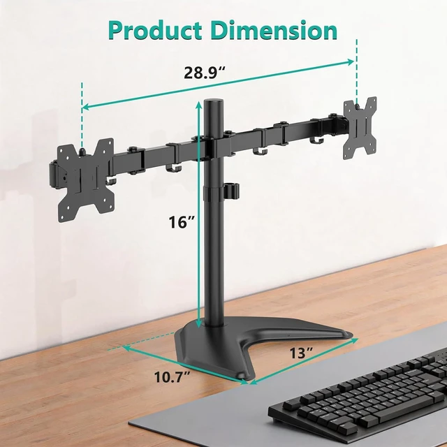 Alt view image 4 of 7 - WALI Freestanding Dual Monitor Stand for 13-27 inch Screens, 22 lbs per Arm