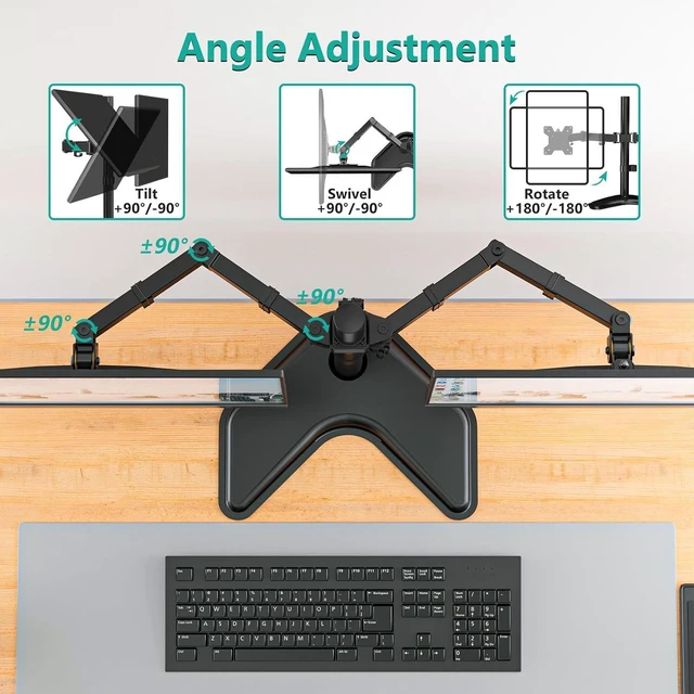 Alt view image 5 of 7 - WALI Freestanding Dual Monitor Stand for 13-27 inch Screens, 22 lbs per Arm