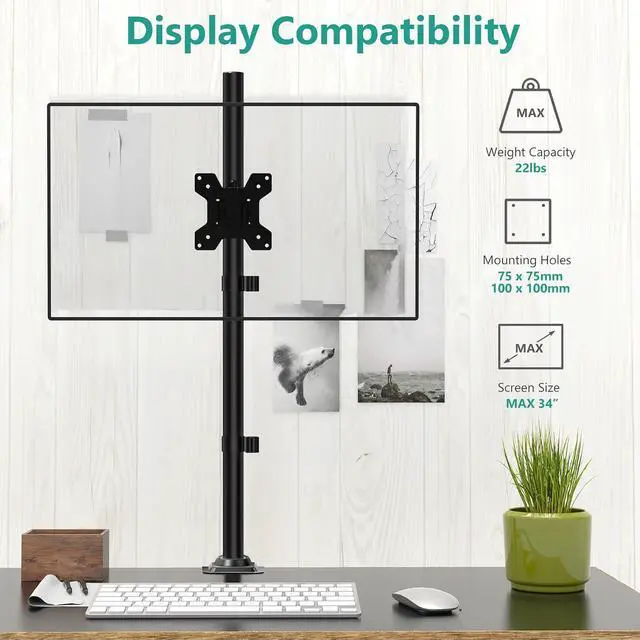 Alt view image 3 of 7 - WALI Tall Monitor Arm Mount for Desk for 13-34 inch Screens, 22 lbs per Arm