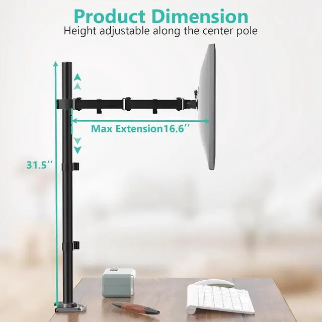 Alt view image 4 of 7 - WALI Tall Monitor Arm Mount for Desk for 13-34 inch Screens, 22 lbs per Arm