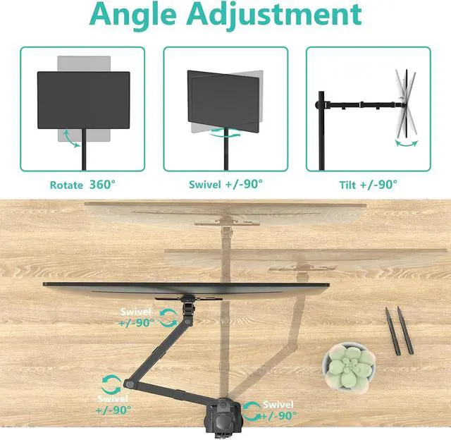Alt view image 5 of 7 - WALI Tall Monitor Arm Mount for Desk for 13-34 inch Screens, 22 lbs per Arm