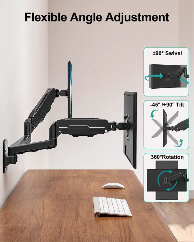 Alt view image 4 of 7 - MOUNT PRO Dual Monitor Wall Mount for Max 32" Screens, Up to 19.8lbs Each