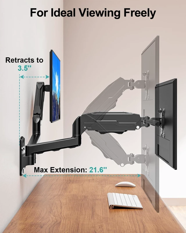 Alt view image 5 of 7 - MOUNT PRO Dual Monitor Wall Mount for Max 32" Screens, Up to 19.8lbs Each