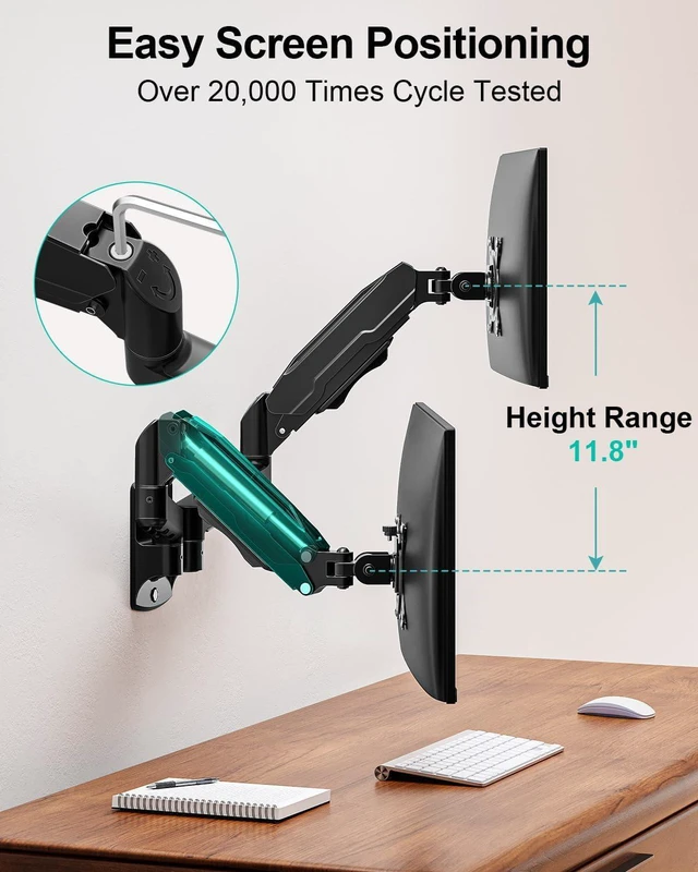 Alt view image 6 of 7 - MOUNT PRO Dual Monitor Wall Mount for Max 32" Screens, Up to 19.8lbs Each