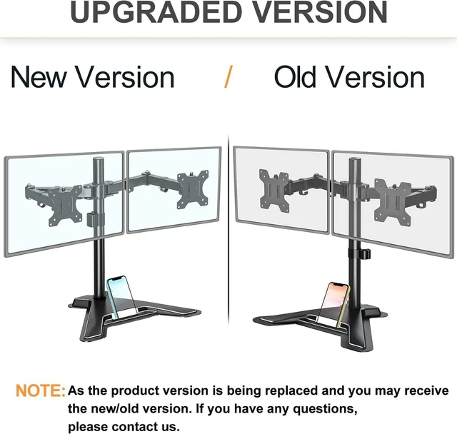 Alt view image 7 of 7 - MOUNT PRO Dual Monitor Stand, Free-Standing Full Motion Monitor Desk Mount Fits 2 Screens up to 27 inches,17.6lbs with Height Adjustable, Swivel, Tilt, Rotation, VESA 75x75 100x100, Black