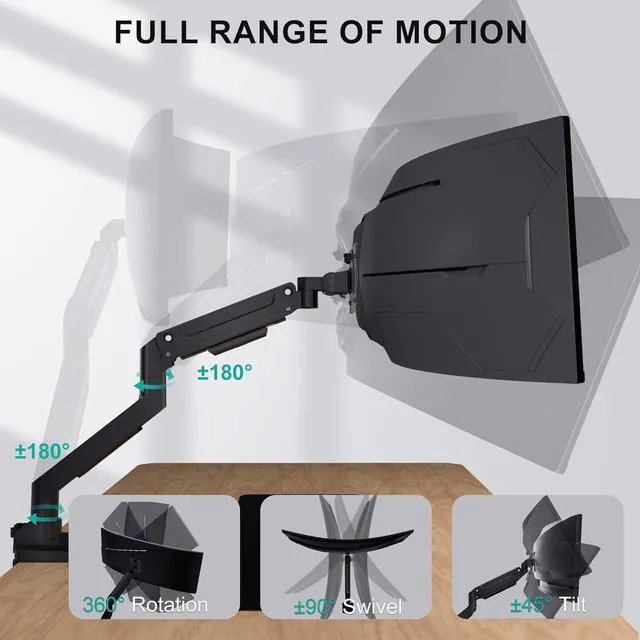 Alt view image 4 of 7 - WALI Heavy Duty Monitor Arm for 13-49 inch 1000R Curved Screen, up to 44lbs
