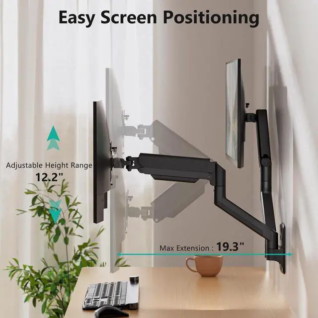 Alt view image 4 of 7 - WALI Dual Monitor Wall Mount for 17-32 inch Screens, up to 22 lbs per Arm