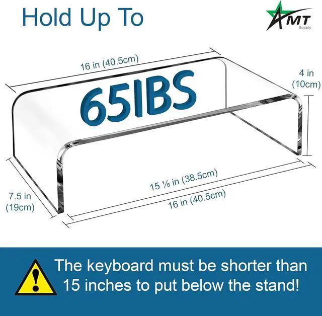 Alt view image 2 of 7 - AMT Premium Acrylic Clear Monitor Stand Laptop/PC/Multimedia Monitor Riser for Home Office