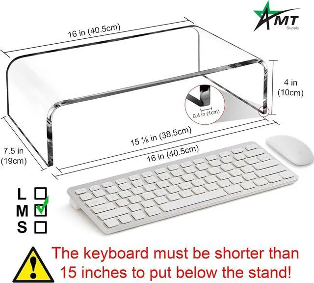 Alt view image 6 of 7 - AMT Premium Acrylic Clear Monitor Stand Laptop/PC/Multimedia Monitor Riser for Home Office