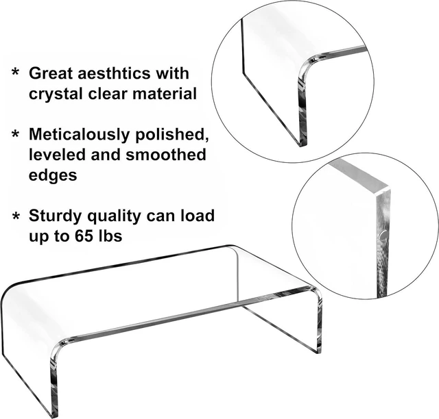 Alt view image 7 of 7 - AMT Premium Acrylic Clear Monitor Stand Laptop/PC/Multimedia Monitor Riser for Home Office