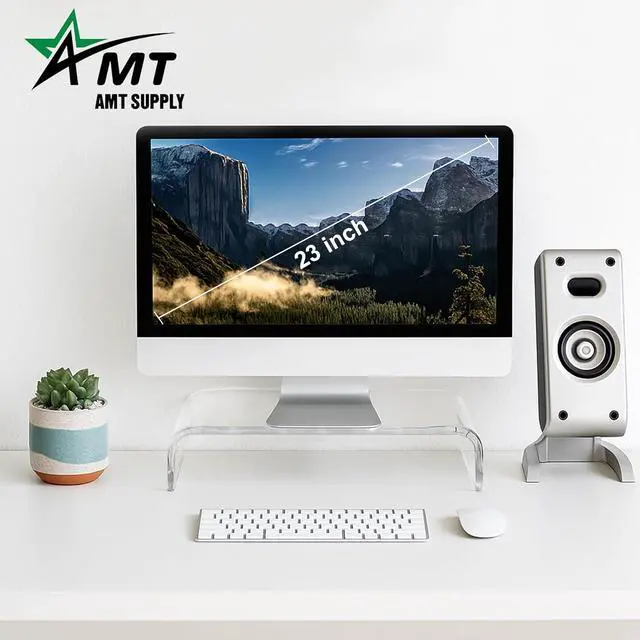 Alt view image 3 of 7 - AMT Premium Acrylic Clear Monitor Stand Laptop/PC/Multimedia Monitor Riser for Home Office