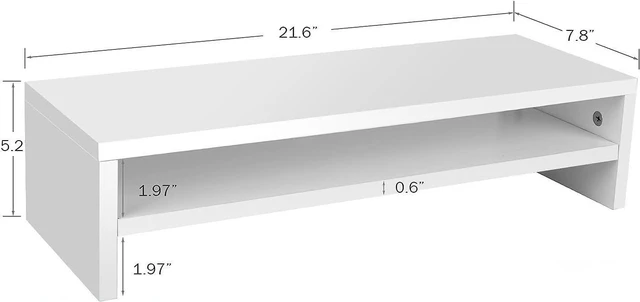 Alt view image 3 of 5 - BEYGORM Monitor Stand Riser, White, 21.6 inch, 2 Tiers Wood Desk Shelf