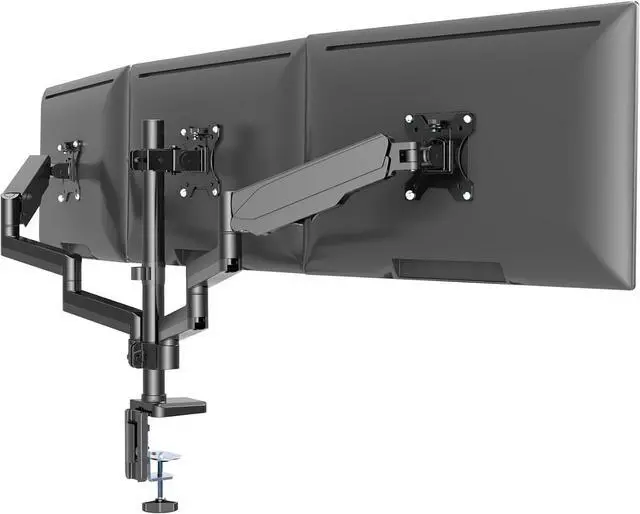 Main image of Gas Spring Triple Monitor Desk Mount for Screens up to 27 inch