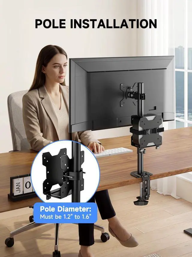 Alt view image 2 of 7 - suptek Thin Client Mount Bracket Adjustable Mini PC Mount Bracket,CPU VESA Under Desk and Monitor Arm Computer Holder, Black, ZJJ002