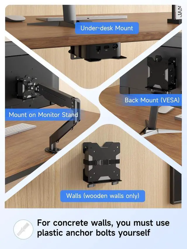 Alt view image 3 of 7 - suptek Thin Client Mount Bracket Adjustable Mini PC Mount Bracket,CPU VESA Under Desk and Monitor Arm Computer Holder, Black, ZJJ002