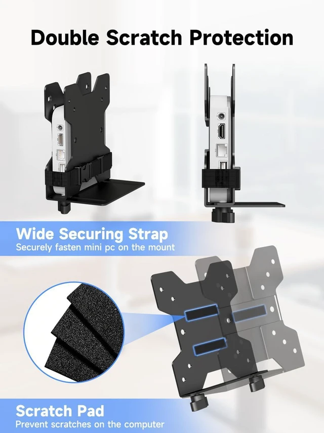 Alt view image 7 of 7 - suptek Thin Client Mount Bracket Adjustable Mini PC Mount Bracket,CPU VESA Under Desk and Monitor Arm Computer Holder, Black, ZJJ002
